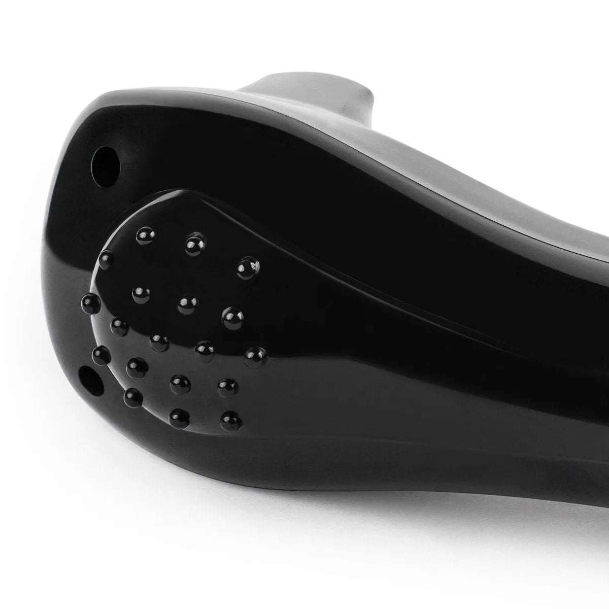 Matte black folding body electric shaver with battery compartment open