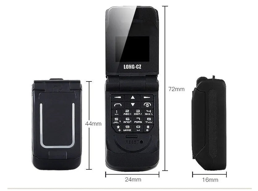 Mini flip phone in six colours with flip cover and small screen