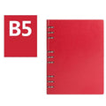 Loose-leaf business notebook with imitation leather cover showing size and colour options