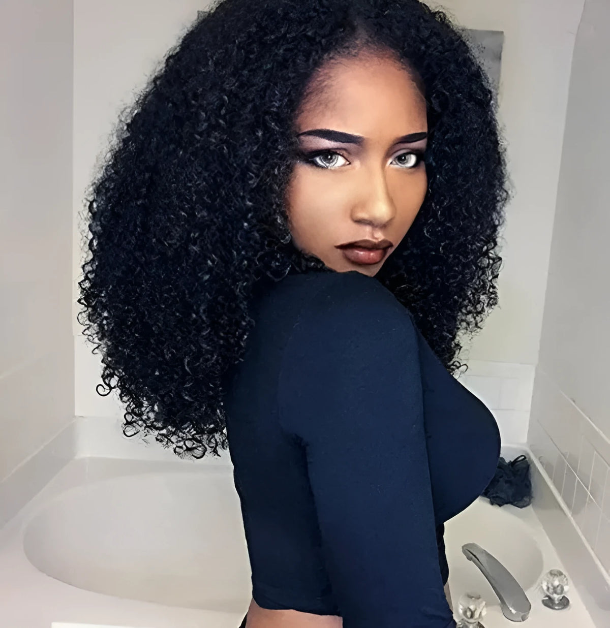 Short curly wig, 16 inch, 200g, high temperature fibre, Rose intranet cap, shown in Black, Brown, Gold, and Red wine.