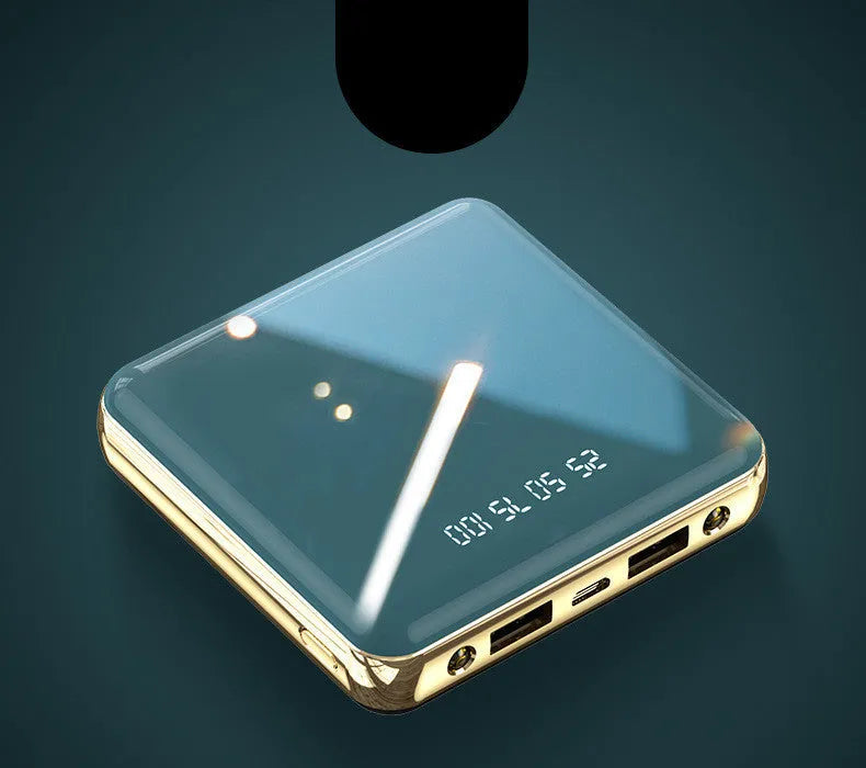 Compact blue mini power bank with 20000mAh capacity and multiple USB ports