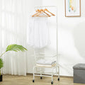 Iron single rod pulley storage car for wardrobe clothes rail organisation in white colour