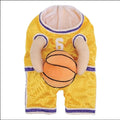 Creative dog basketball costume in red with ball, suitable for small medium large pets