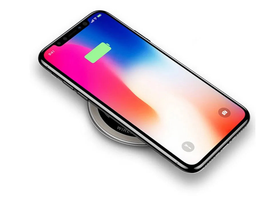 Black desktop embedded Qi wireless charger with 60mm inner diameter for desk hole installation