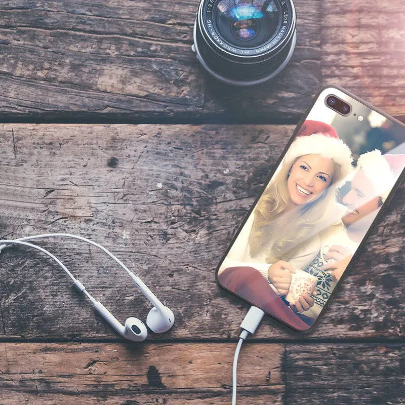 Ultra-thin patterned iPhone case with raised edges showing on a smartphone.
