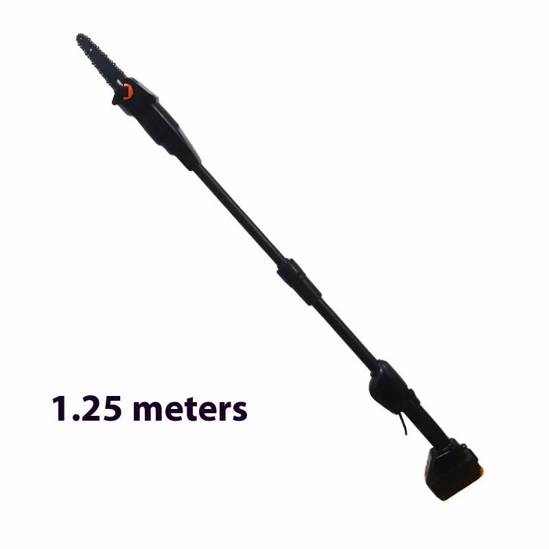 Hand-held electric pruning saw in black with 8-inch bar and manganese steel chain for garden use