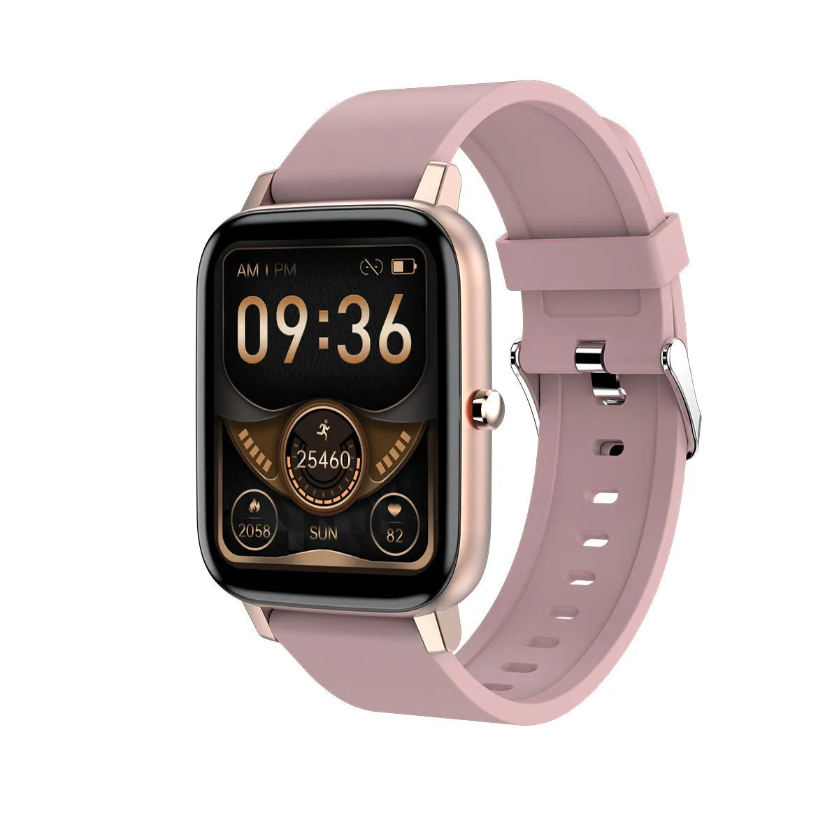 H80 fashion sports smart watch with black silicone strap showing health metrics on screen.