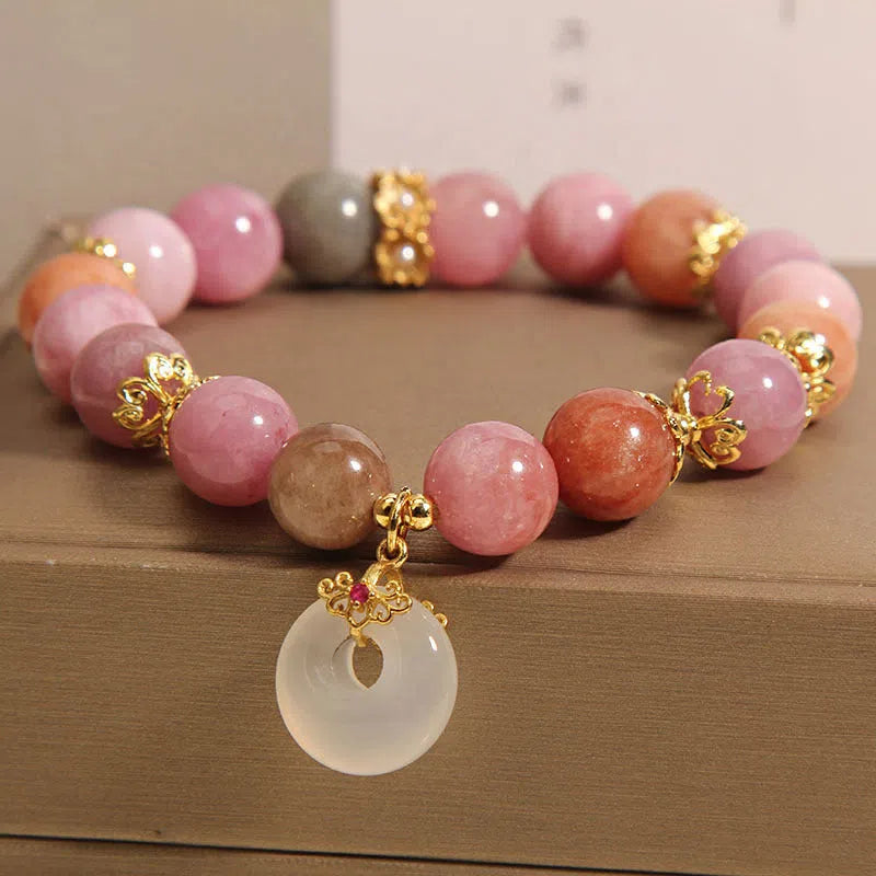 Retro tourmaline peace buckle pendant bracelet in macaron colour with safety clasp for women