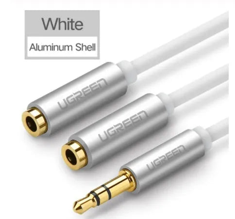 Black 3.5mm earphone cable measuring 20cm long with gold-plated connectors