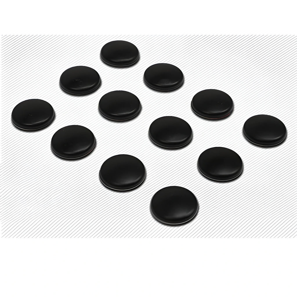 12 black ABS plastic car door screw cap protective covers on a Mazda door panel