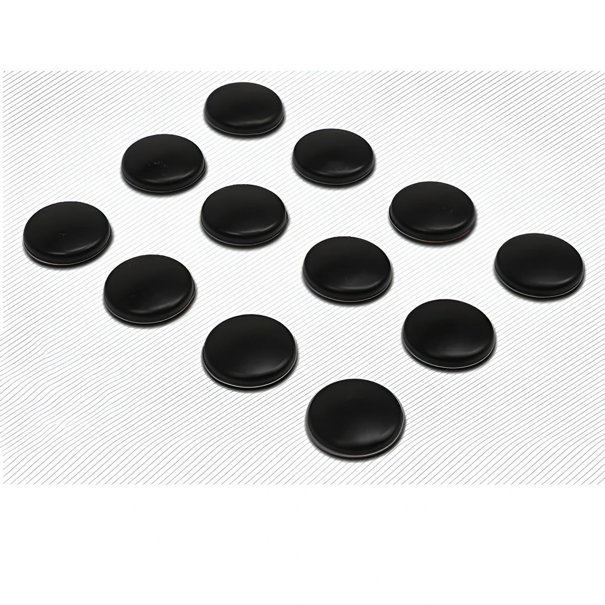 12 black ABS plastic car door screw cap protective covers on a Mazda door panel