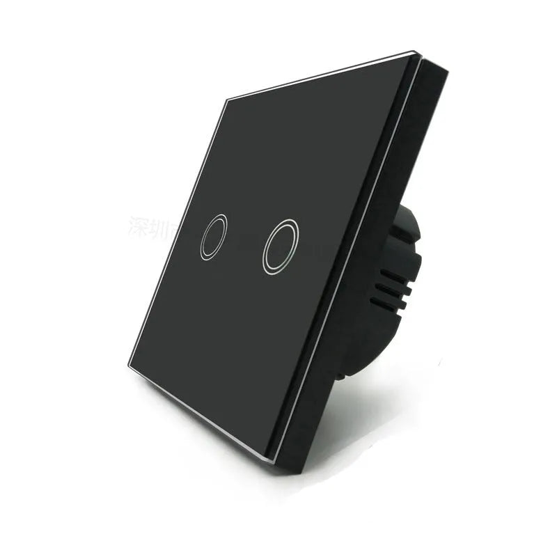 86 type touch switch with tempered glass panel in black, golden, and white colour options