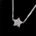 Magnetic five-pointed star necklace with rhinestones, copper electroplated pendant, water wave chain, 21-50cm