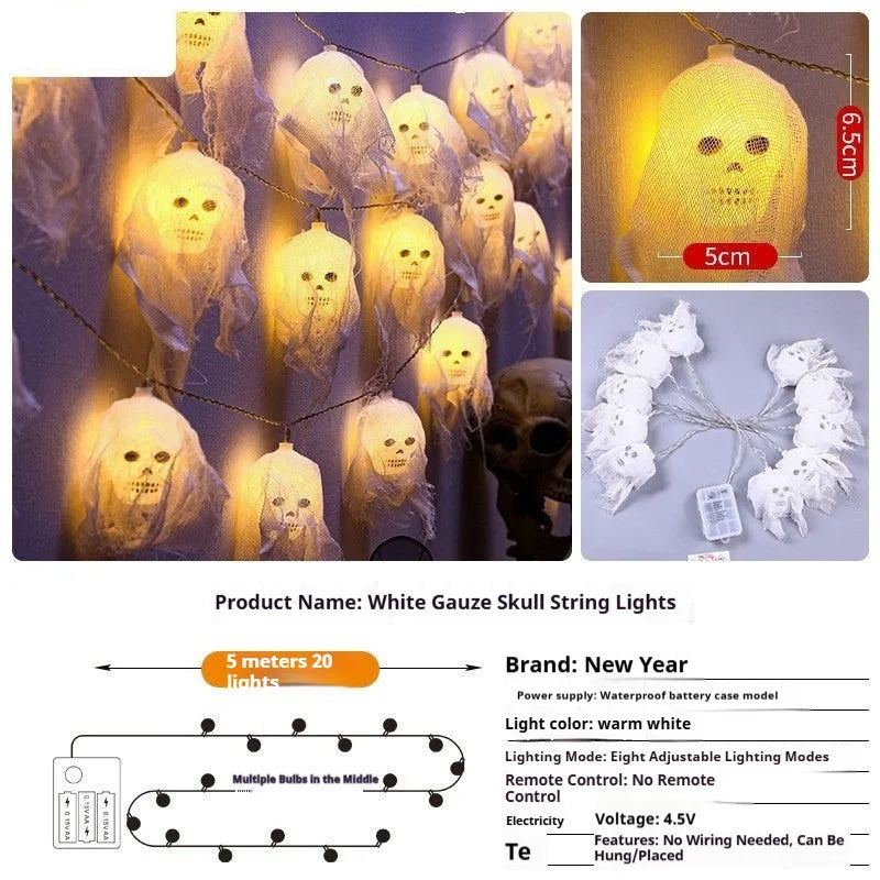 Halloween coloured LED string lights for indoor wall decoration with battery box