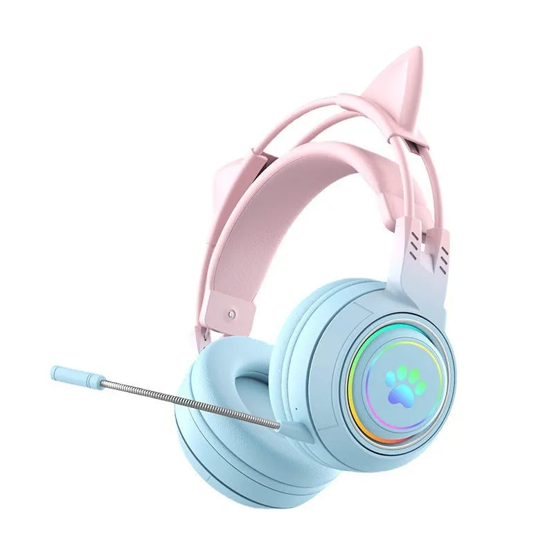 SY-T25 wireless Bluetooth headset ABS, gradient pink and blue colour, e-sports style design