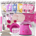 WUWUVISTA 56-piece professional waxing kit with black wax warmer, pots of coloured wax beads, applicators, and aftercare products.