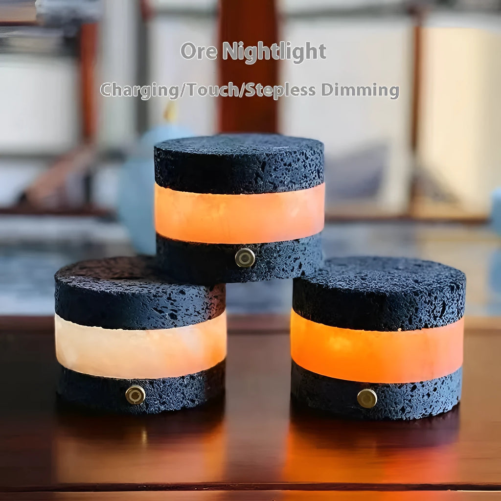 Volcanic rock essential oil night lamp with USB charging port and warm LED light