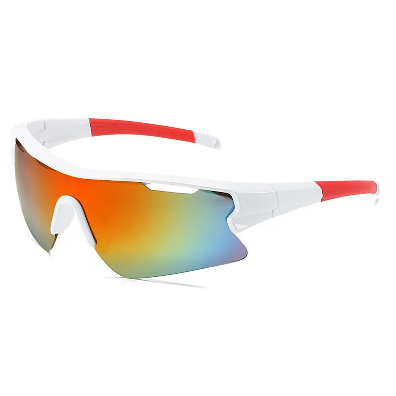 Windproof sports sunglasses in black frame with grey wraparound polycarbonate lenses