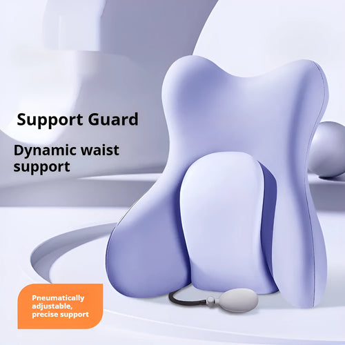 Ergonomic memory foam backrest waist pad with removable cover in brown, grey, pink, or purple colour options.