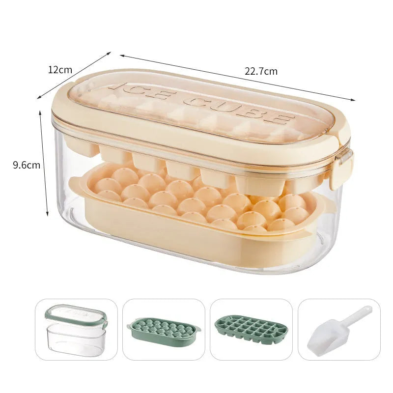 DIY silicone ice grid 2-layer set 54 ice cubes Fresh Green hard base portable ice box