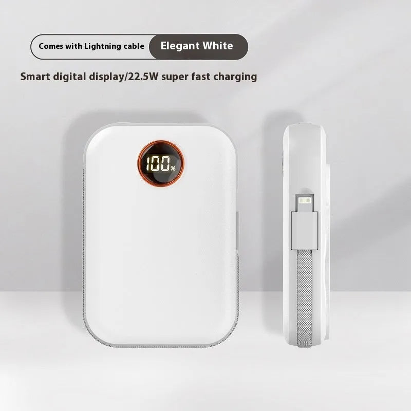 Magnetic wireless power bank with digital display in plastic shell, black, 10000mAh, compact size