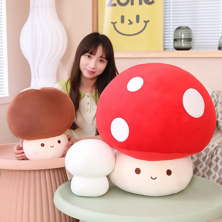 Children's plush mushroom doll pillow in PP cotton, available in 23cm, 30cm and 60cm heights.
