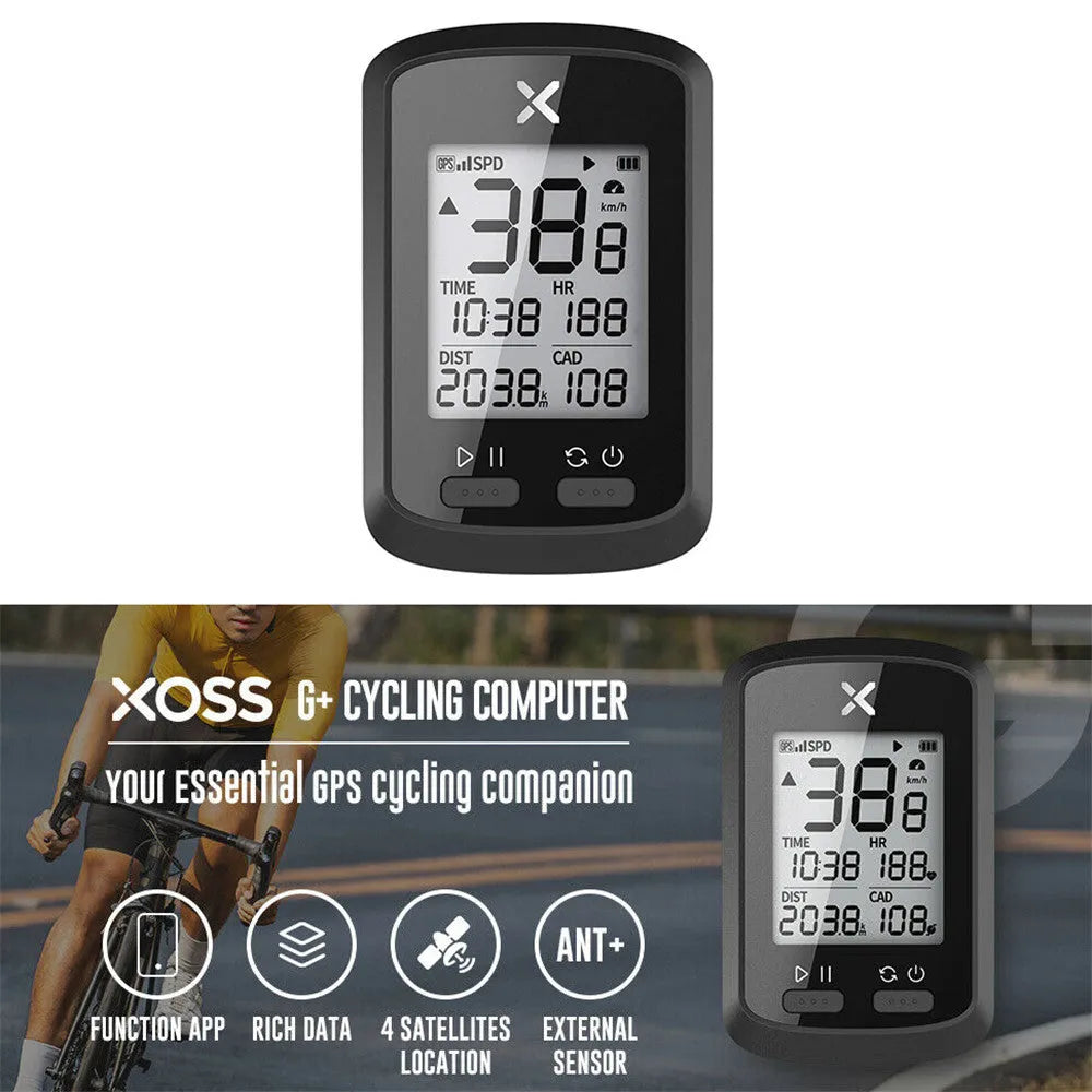 Black waterproof bicycle stopwatch with digital display mounted on bike handlebars