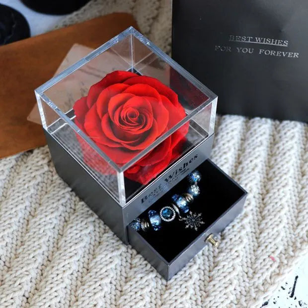 Eternal flower rose jewellery box decorative display gift packaging 8.5 cm