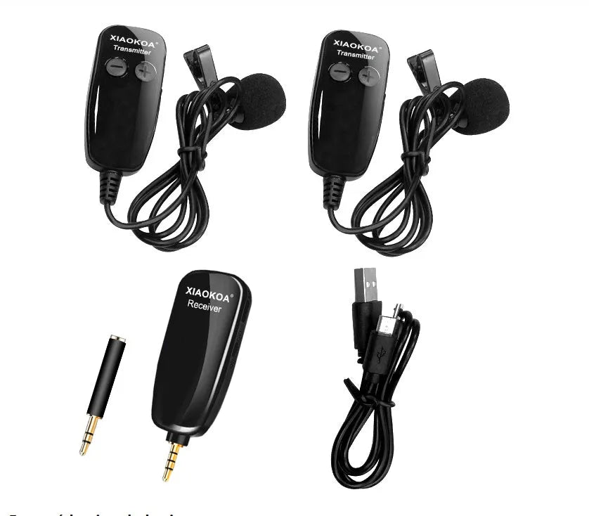 Black lavalier microphone with 3.5mm plug for mobile phones