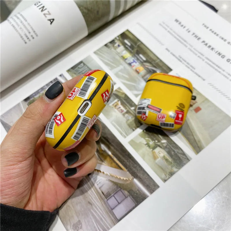 Yellow soft TPU and silicone AirPods case with ring buckle for AirPods 1, 2 and Pro