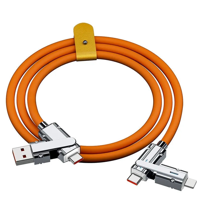 Orange fast charge cable 1m with zinc alloy connector for mobile phones