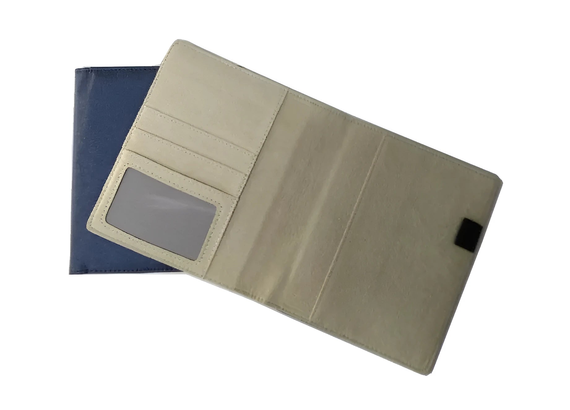 Blue imitation leather PU notebook shell with dimensions 18.5cm by 15.5cm