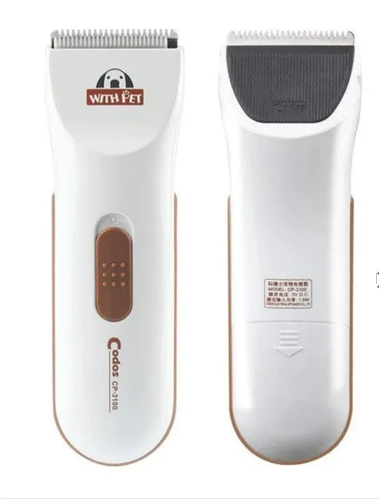White pet hair clipper with ceramic blade for dog and cat grooming
