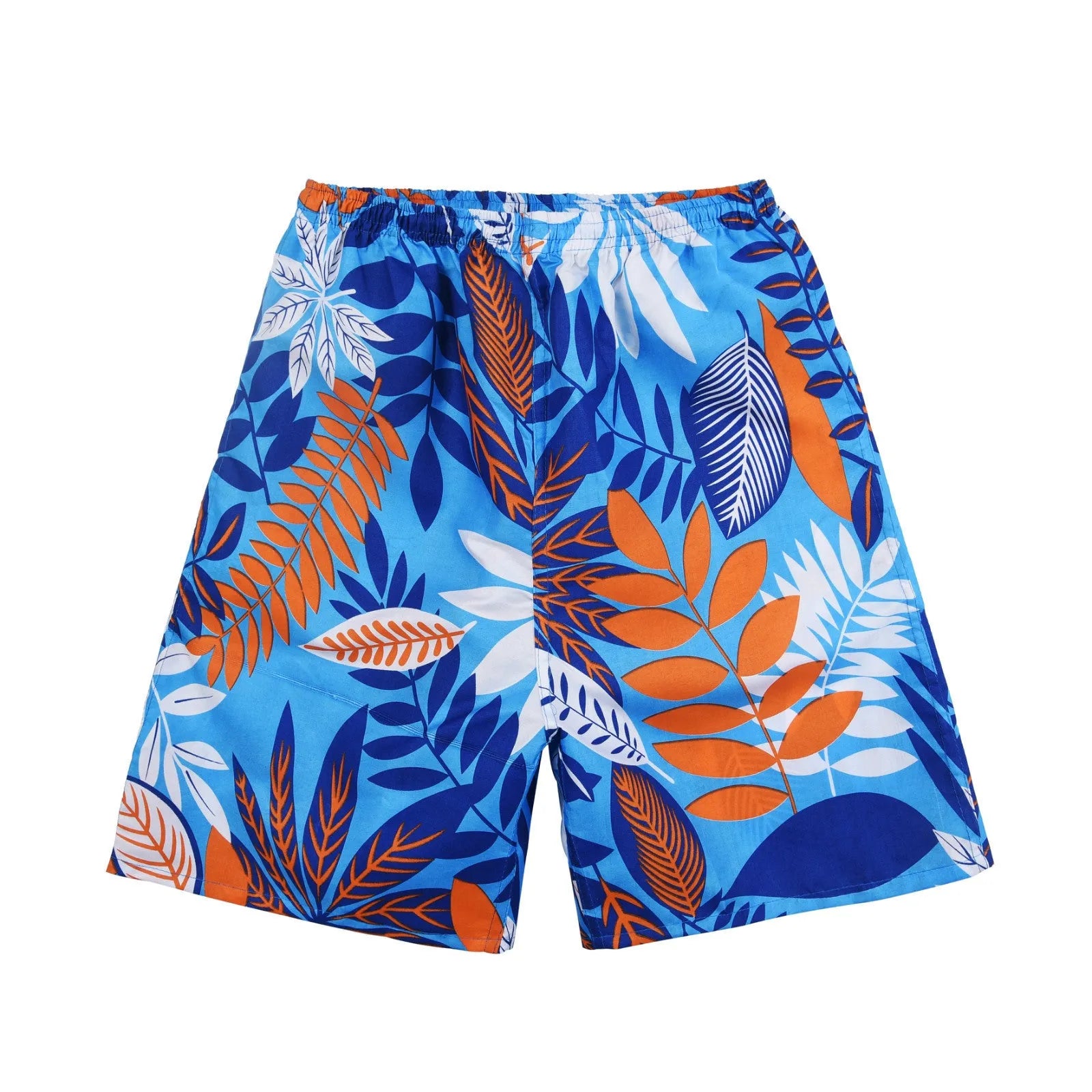 Men's floral print five-point swimming trunks in polyester fabric for pool and beach use
