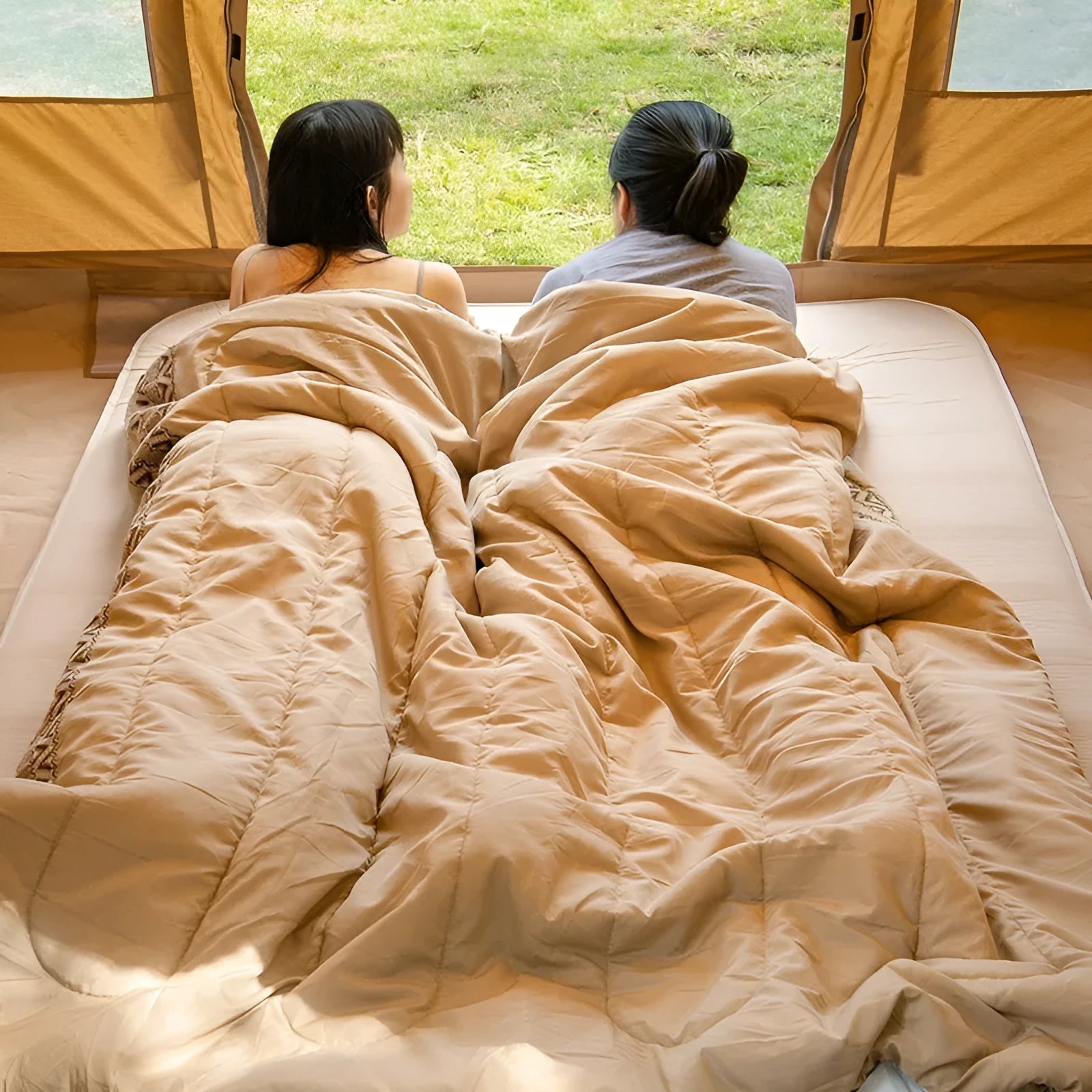 Four seasons portable camping sleeping bag for adults in choice of three colours.