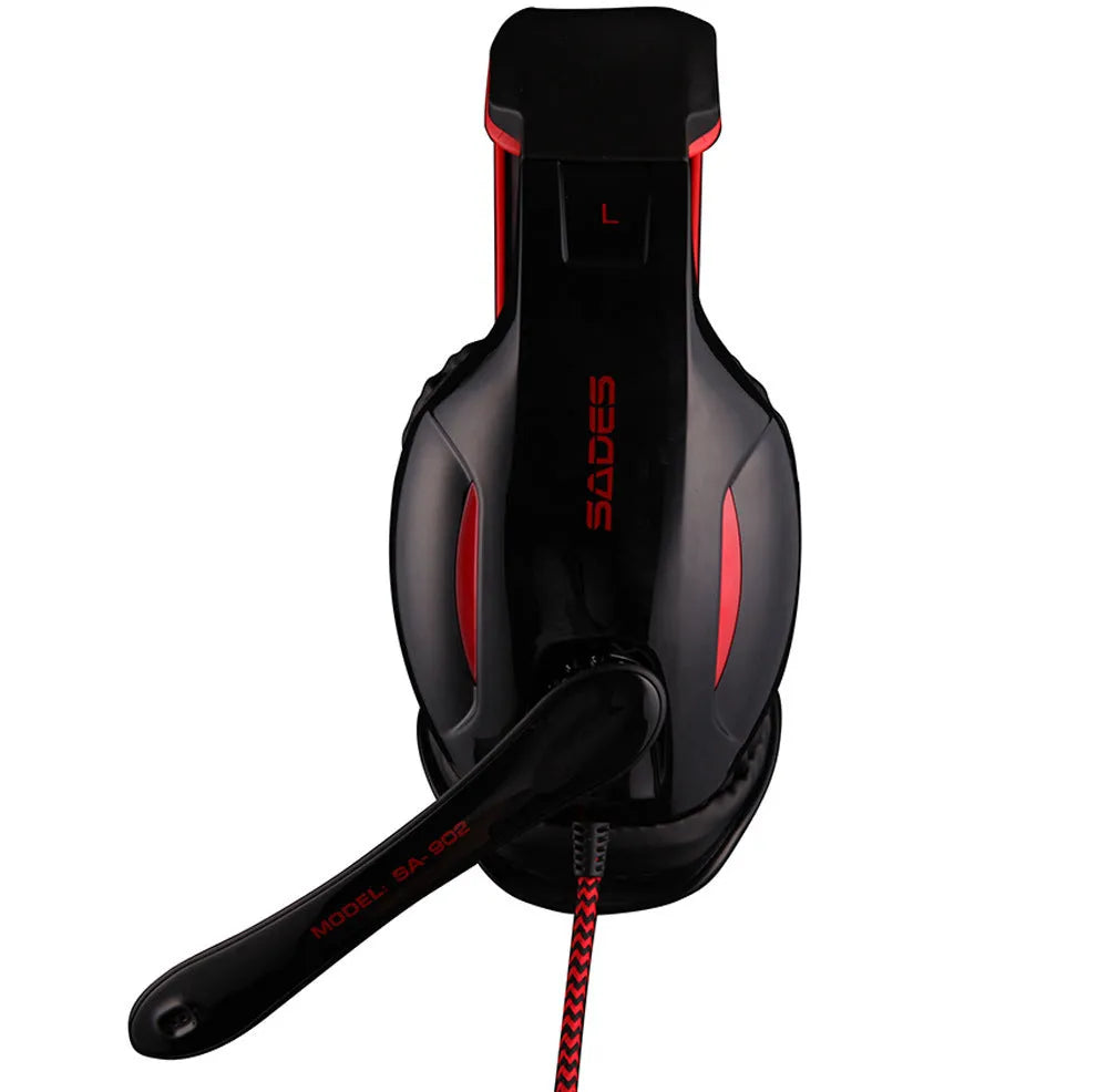 Black SADES SA 902 Hero Alliance wired USB gaming headset for PC with over-ear cups and microphone.