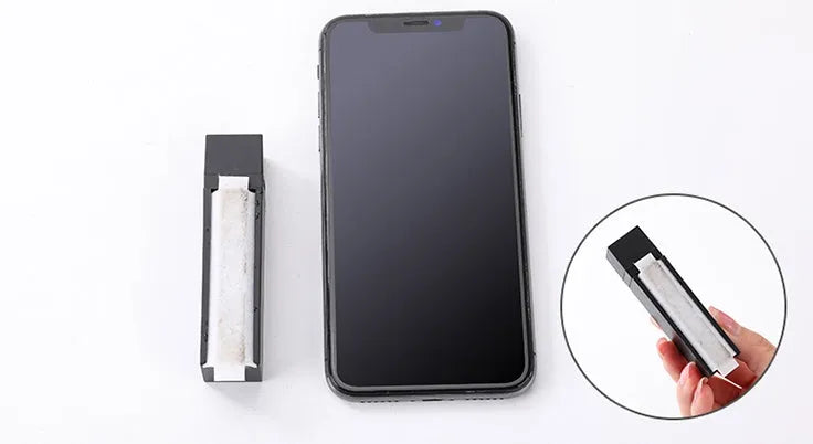 A portable pack of 40 black disposable screen cleaning wipes for mobile phones and tablets.