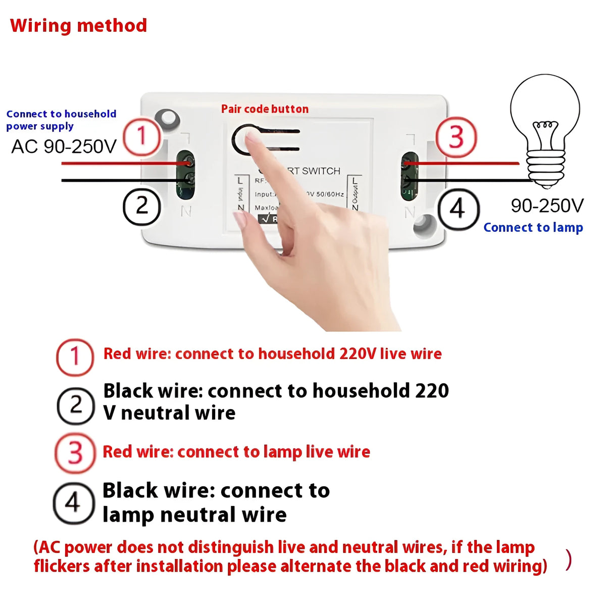 433MHz wireless remote control switch receiver with ABS housing, 10A switch mode, grey or white colour