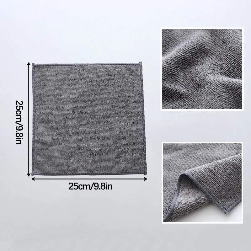 Grey 25x25cm microfiber kitchen cleaning cloth for pots and bowls