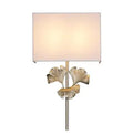 American-style all-copper ginkgo leaf wall lamp with white shade, brass finish, 530x300x120mm