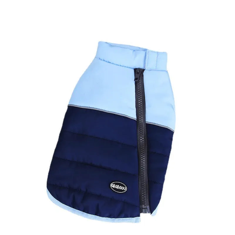 Dog cotton vest in yellow, blue or pink with 22-seam zipper, autumn winter pet clothing in sizes S to XXL