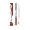 Double-headed lip liner and lip lacquer pen with brush applicator in three colour options
