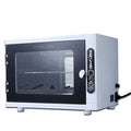 Small silver ultraviolet sterilizer with stainless steel chamber for nail salon and barber tools