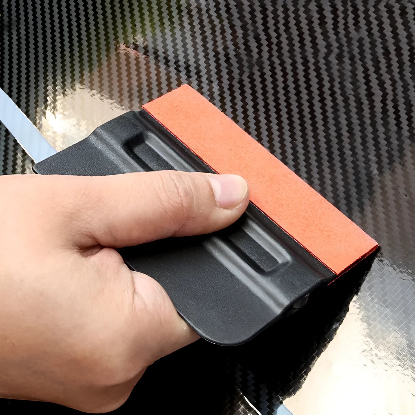 ABS film scraper for car vinyl wrap installation with deerskin or wool scraping surface