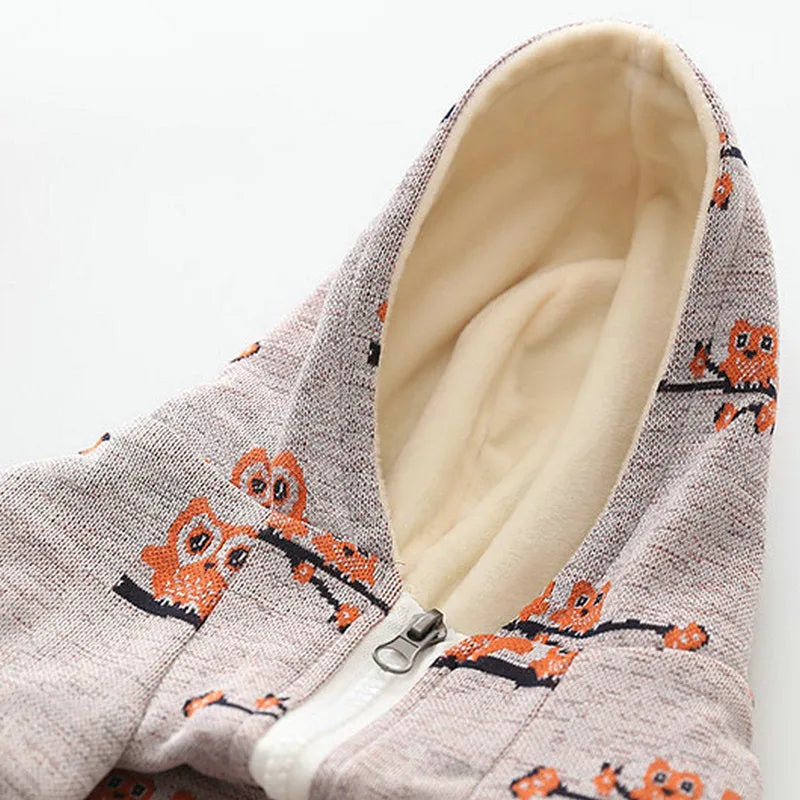 Casual blue pattern dog sweater coat with front zipper on medium-sized dog