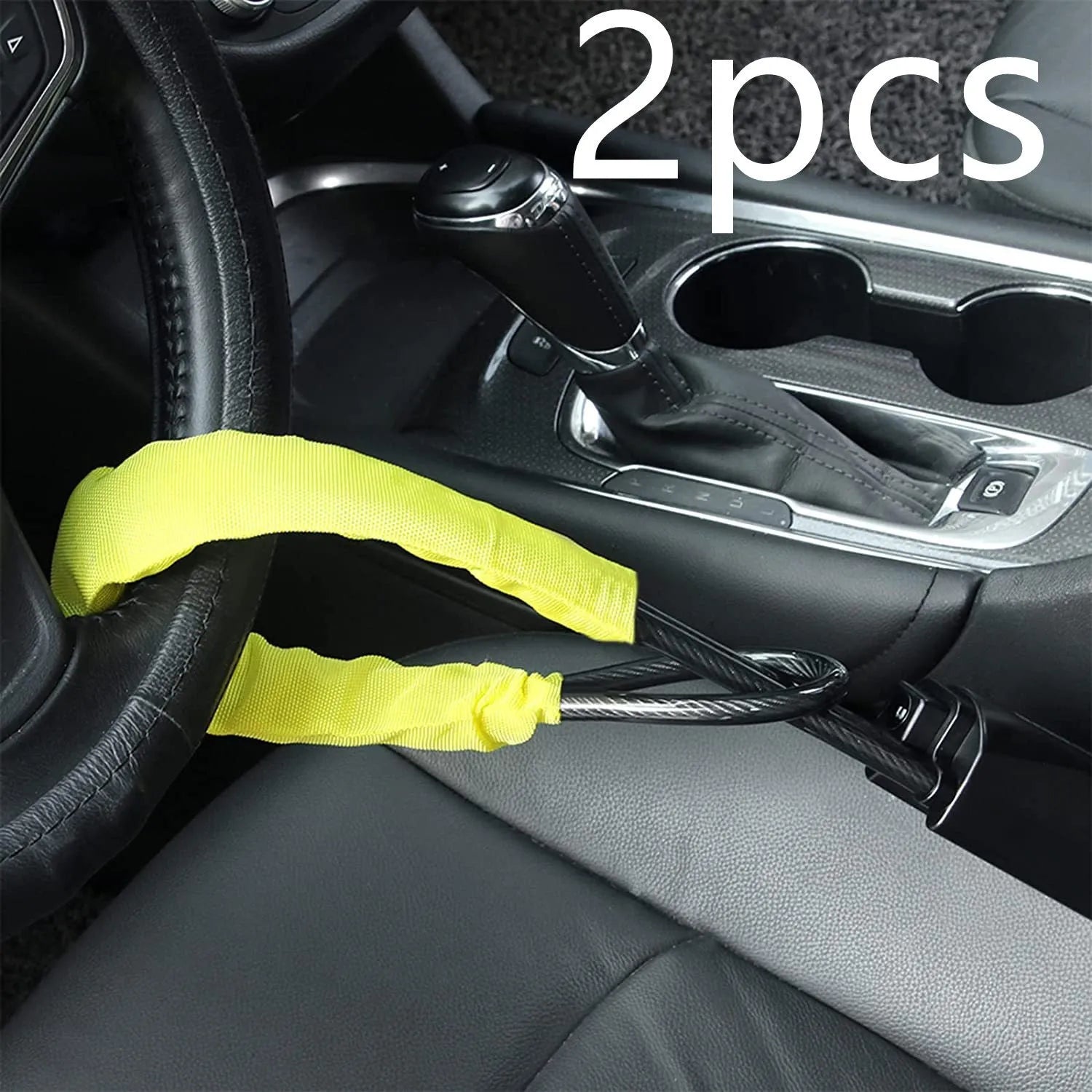 Iron wire rope steering wheel lock for General Motors cars with copper lock core in choice of colours