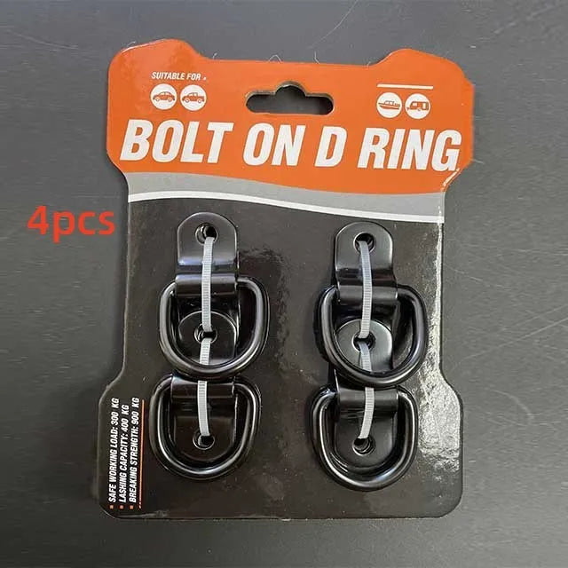 Black galvanised steel pull ring floor hook for truck cargo securing
