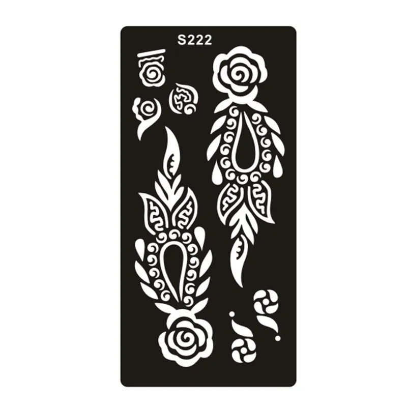 Sheet of hollow geometric pattern temporary tattoo stickers in various colours on water transfer paper.
