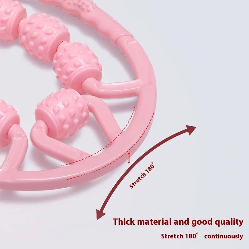 PP leg massager roller with multiple wheels in pink, blue, or purple