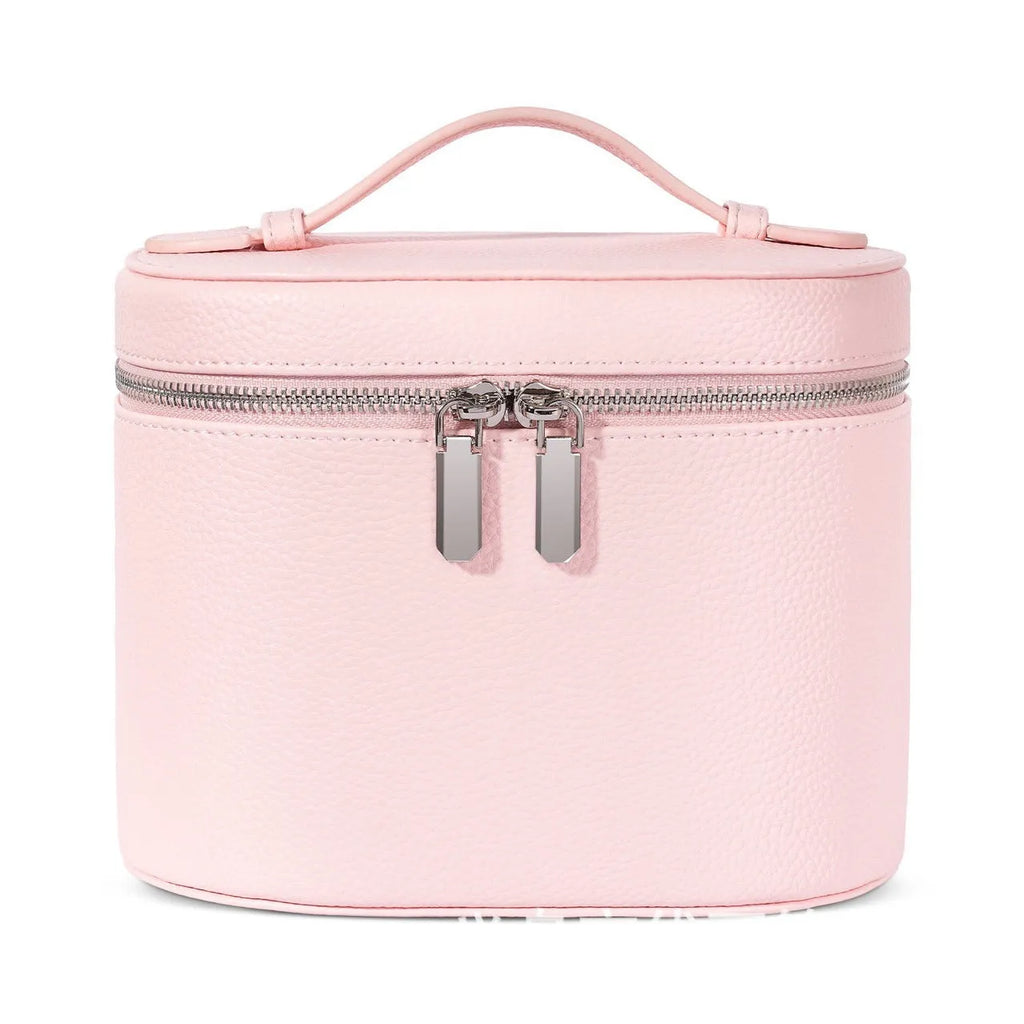 Removable elastic band cosmetic bag in retro tone PU, black colour, for travel and home storage